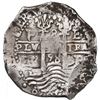 Image 1 : Potosi, Bolivia, cob 8 reales, 1658 E, pomegranate above cross.