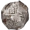 Image 2 : Potosi, Bolivia, cob 8 reales, 1658 E, pomegranate above cross.