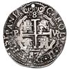 Image 2 : Potosi, Bolivia, cob 8 reales Royal (galano), 1687 VR, NGC VF details / holed.