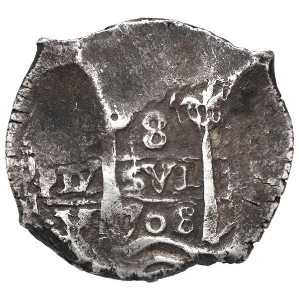 Potosi, Bolivia, cob 8 reales, 1708 Y.