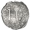 Image 1 : Potosi, Bolivia, cob 2 reales, 1654 E, dot-PH-dot at top, motto as PLV-SV-LTR, ex-Mastalir.