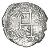 Image 2 : Potosi, Bolivia, cob 2 reales, 1654 E, dot-PH-dot at top, motto as PLV-SV-LTR, ex-Mastalir.