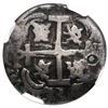 Image 2 : Potosi, Bolivia, cob 2 reales Royal (galano), 1737 E, very rare, NGC Fine details / holed, environme