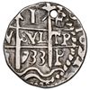 Image 1 : Potosi, Bolivia, cob 1 real Royal (galano), 1733 E, retrograde E to right of cross, extremely rare, 