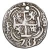 Image 2 : Potosi, Bolivia, cob 1 real Royal (galano), 1733 E, retrograde E to right of cross, extremely rare, 