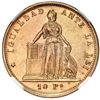 Image 1 : Santiago, Chile, gold 10 pesos, 1863/2, NGC AU 58, ex-Barros Franco.
