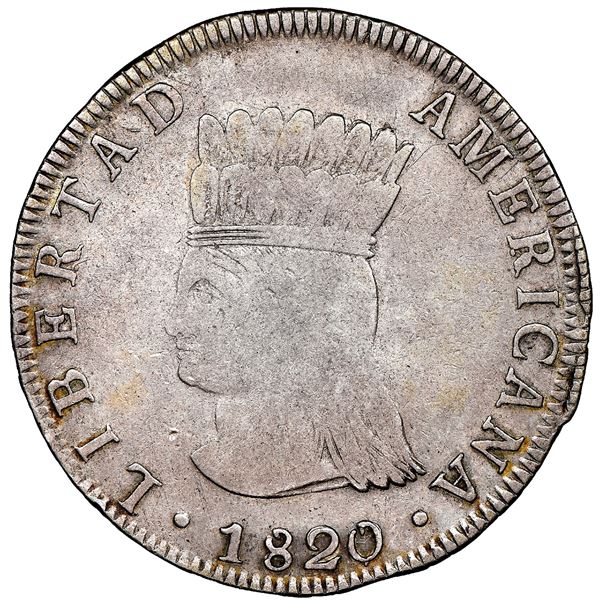 Bogota, Colombia (New Granada), 8 reales, 1820/19 J.F, "Libertad Americana," rare, NGC VF 20, finest