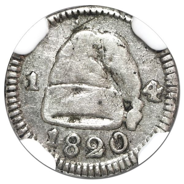 Bogota, Colombia, 1/4 real, 1820, NGC AU 53, finest known in NGC census.