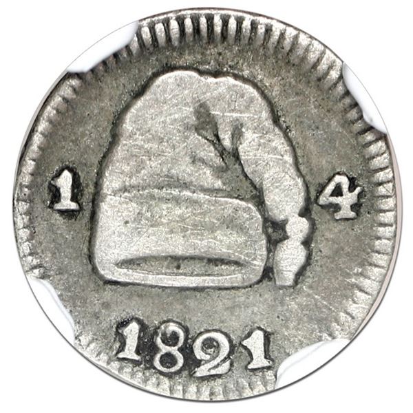 Bogota, Colombia, 1/4 real, 1821, no mintmark, NGC VF 25.
