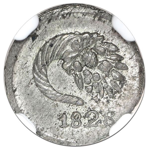 Bogota, Colombia, 1/4 real, 1828 R.S./R.R., unique, NGC MS 65 with gold WINGS sticker, finest known