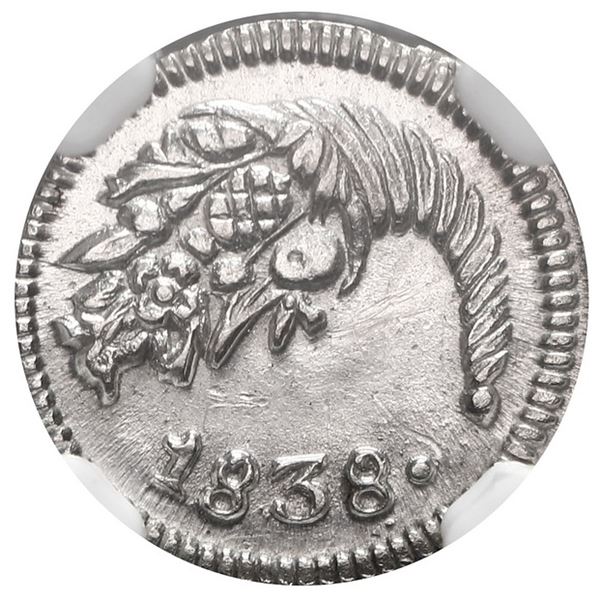 Bogota, Colombia, 1/4 real, 1838, NGC MS 62.