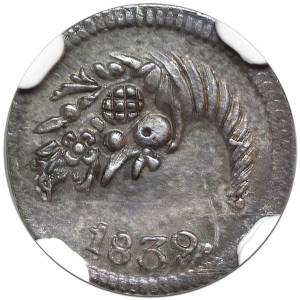 Bogota, Colombia, 1/4 real, 1839, NGC MS 61.