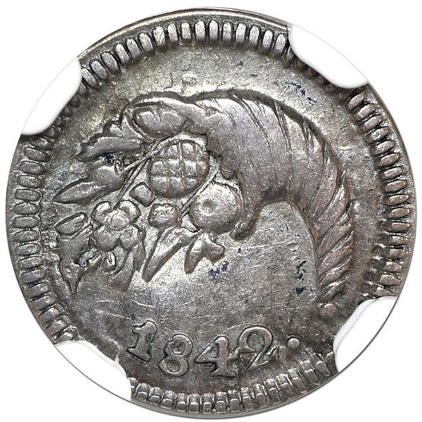 Bogota, Colombia, 1/4 real, 1842, NGC AU 53.