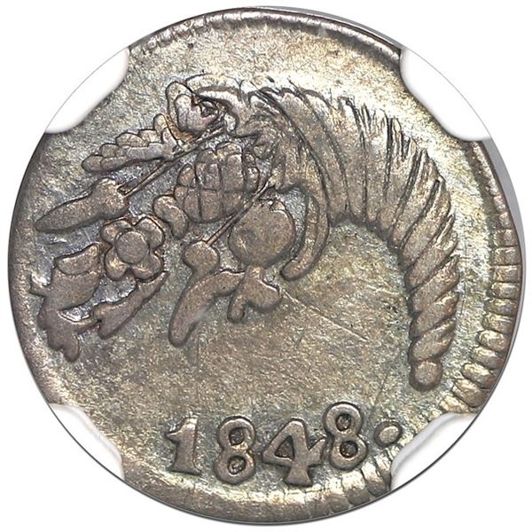 Bogota, Colombia, 1/4 real, 1848, NGC XF 45, finest and only example in NGC census.