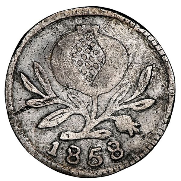 Popayan, Colombia, 1/4 real, 1858, very rare, NGC XF details / obverse tooled, finest and only examp