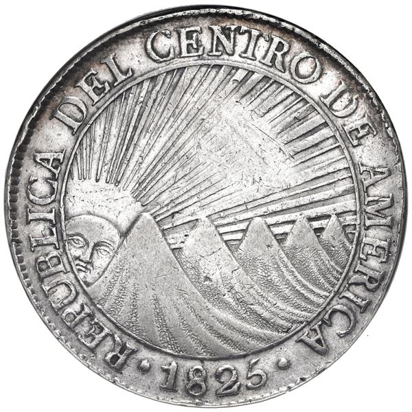 Guatemala (Central American Republic), 8 reales, 1825 M, NGC XF 45.