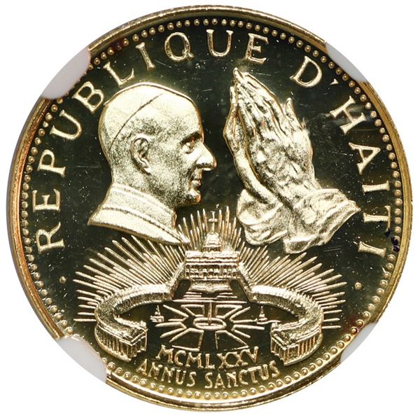 Haiti, gold 200 gourdes, 1974, Holy Year MCMLXXV, NGC PF 67 Ultra Cameo.