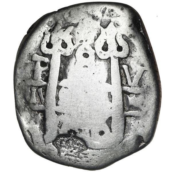 Comayagua, Honduras, royal crown countermark (1824) on pillars side of a Potosi, Bolivia, cob 8 real