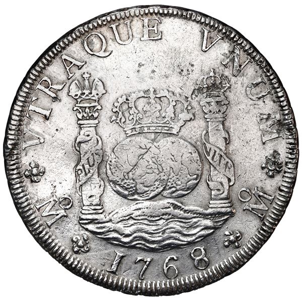Mexico City, Mexico, pillar 8 reales, Charles III, 1768/7 MF.