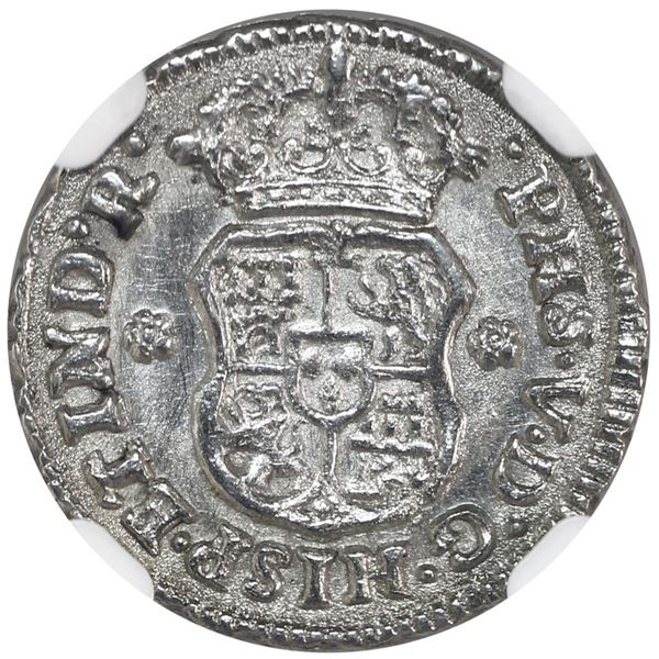 Mexico City, Mexico, pillar 1/2 real, Philip V, 1746 M, NGC MS 63.