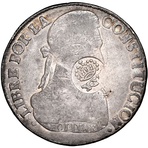Philippines (under Spain), 8 reales, Isabel II, crowned "Y.II" countermark (Type VI, 1834-37) on a P