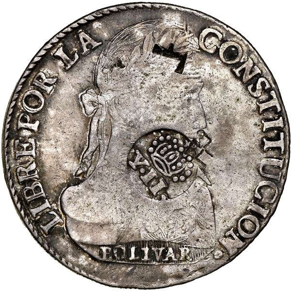 Philippines (under Spain), 8 reales, Isabel II, crowned "Y.II" countermark (Type VI, 1834-37) on a P