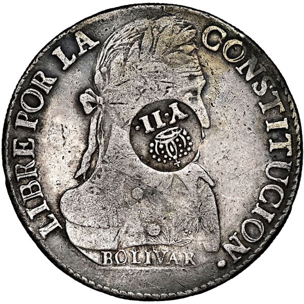 Philippines (under Spain), 8 reales, Isabel II, crowned "Y.II" countermark (Type VI, 1834-37) on a P