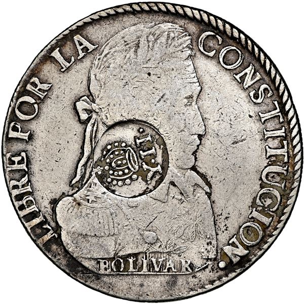 Philippines (under Spain), 8 reales, Isabel II, crowned "Y.II" countermark (Type VI, 1834-37) on a P