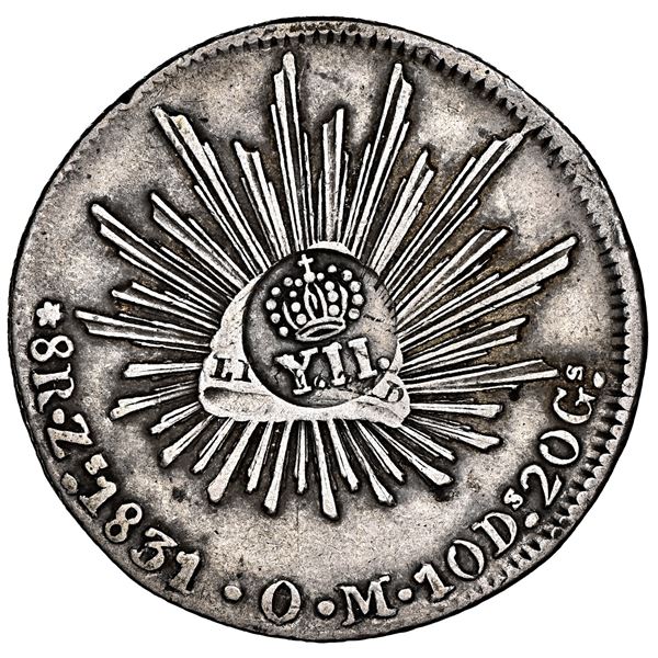 Philippines (under Spain), 8 reales, Isabel II, crowned "Y.II" countermark (Type VI, 1834-37) on a Z