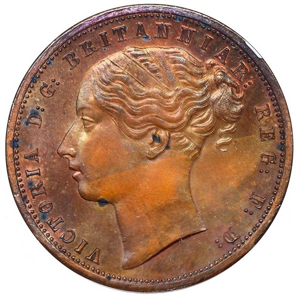 Griquatown, South Africa, bronze pattern penny, Victoria, 1890, rare, NGC PF 62 BN.