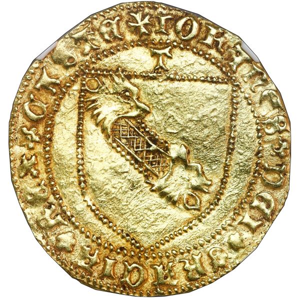 Toledo, Spain (Castile and Leon), gold dobla de la banda, John II (1406-1454), T above shield, NGC M