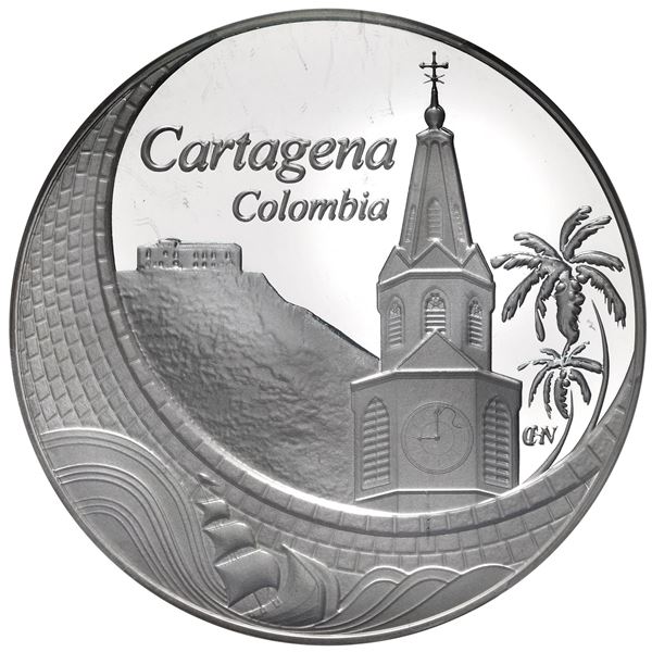 Cartagena, Colombia, proof silver medal, 2021, Cartagena MMXXI, designed by Carlos H. Nanzer, encaps