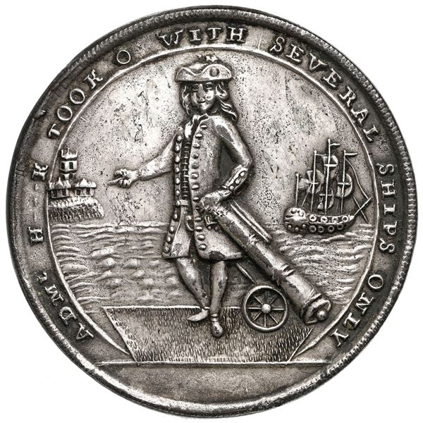 Great Britain, silver-plated copper alloy Admiral Vernon medal, 1739, Porto Bello, Admiral Haddock i