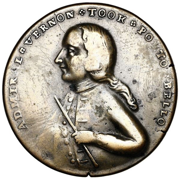 Great Britain, copper alloy Admiral Vernon medal, 1739, Vernon / Porto Bello, ex-Adams (plate).