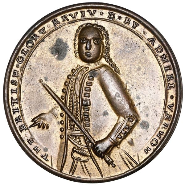 Great Britain, copper alloy Admiral Vernon medal, 1739, Vernon / Porto Bello, ex-Adams (plate).
