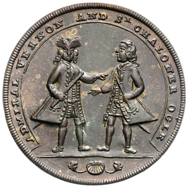 Great Britain, copper alloy Admiral Vernon medal, 1741, Cartagena / Vernon and Ogle, ex-Adams (plate