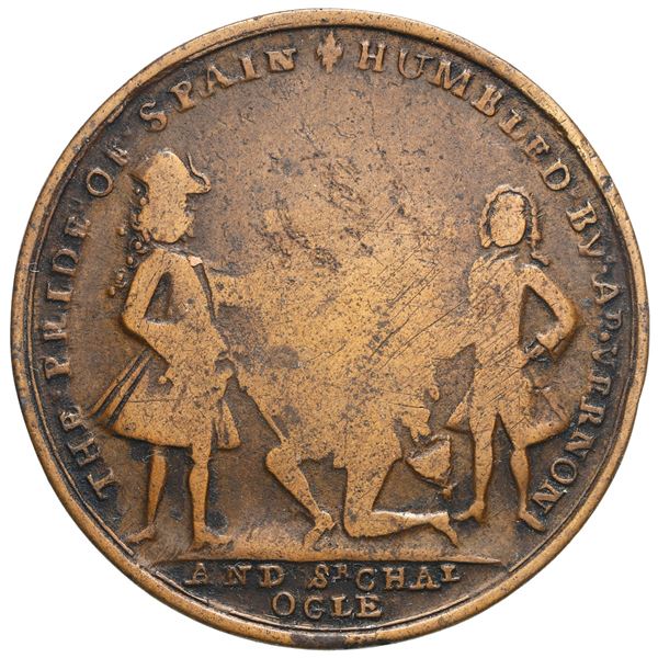 Great Britain, copper alloy Admiral Vernon medal, 1741, Cartagena / Vernon, Lezo and Ogle, ex-Adams.