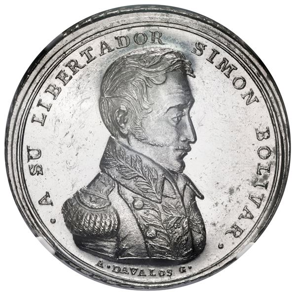 Lima, Peru, silver medal, 1824, Battle of Ayacucho, NGC MS 63 PL.