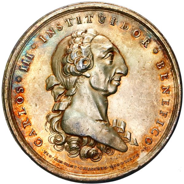 Philippines (under Spain), large gilt-silver medal, Charles III, 1782, engraved by Geronimo Antonio
