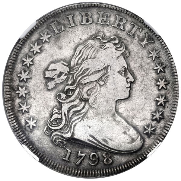 USA (Philadelphia Mint), Draped Bust dollar, 1798, large eagle, pointed 9, wide date, NGC VF details