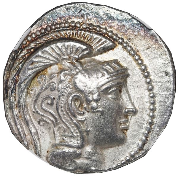 Attica, Athens, AR tetradrachm, "owl," new style, ca. 133/2 BC, NGC AU, strike 4/5, surface 5/5.