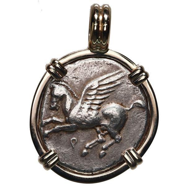 Corinth, Corinthia, AR stater, "pegasus," ca. 347-307 BC, mounted pegasus-side out in heavy 14K gold