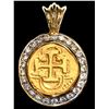 Image 2 : Seville, Spain, gold cob 1 escudo, Philip III, assayer B, mounted cross-side out in fancy 18K gold b