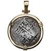 Image 2 : Potosi, Bolivia, cob 4 reales, Philip III, assayer T, Grade 2, ex-Atocha, mounted cross-side out in 
