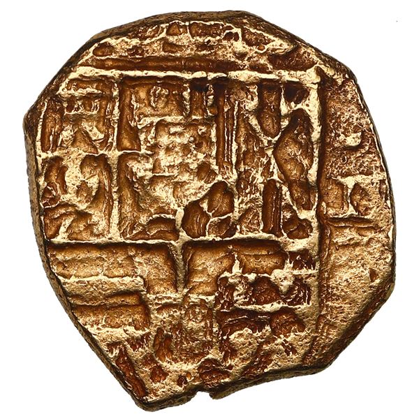 Seville, Spain, gold cob 2 escudos, Philip III, assayer not visible.