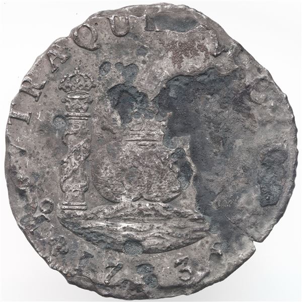 Mexico City, Mexico, pillar 8 reales, Philip V, 1733 F, rare.