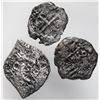 Image 1 : Lot of three cob 2 reales: Lima 1738(?) N; Potosi 1734(?) E and 1741(?) P.