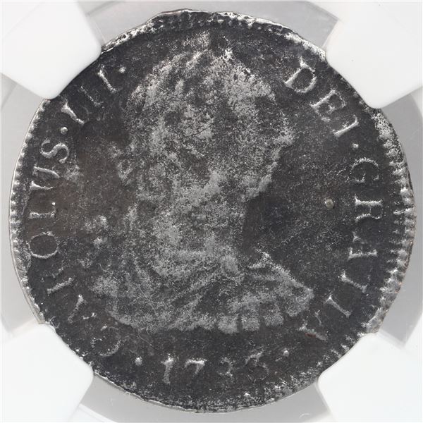 Mexico City, Mexico, bust 2 reales, Charles III, 1783 FF, NGC genuine / El Cazador.