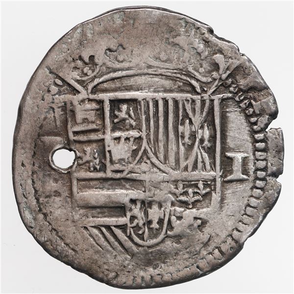 Potosi, Bolivia, cob 1 real, Philip II, assayer B (1st period).