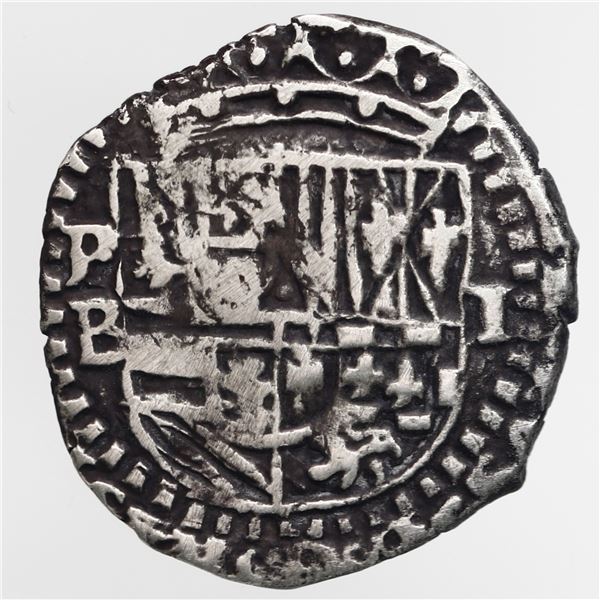 Potosi, Bolivia, cob 1 real, Philip II, assayer B (5th period), ex-Ugaz.